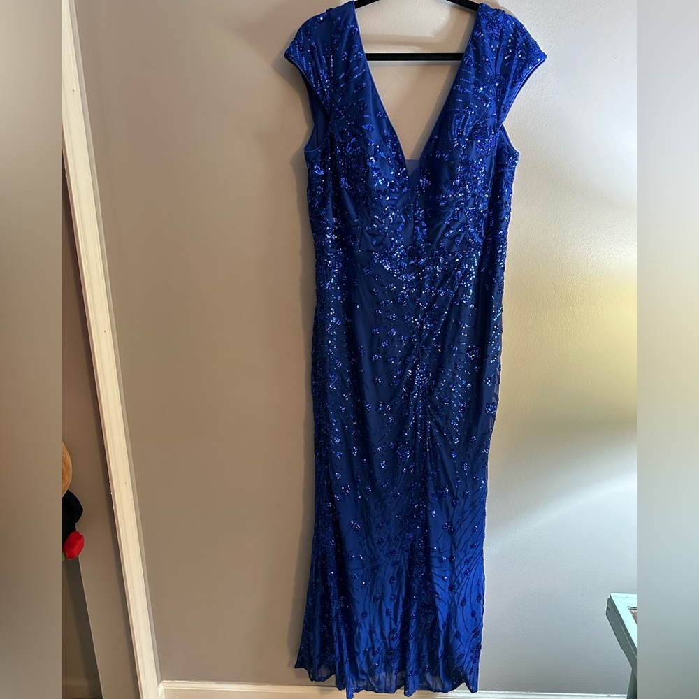 Royal blue sparkle mermaid style ball gown dress
